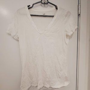 GAP White Vintage Wash T-Shirt, Short-Sleeved, Size Small
